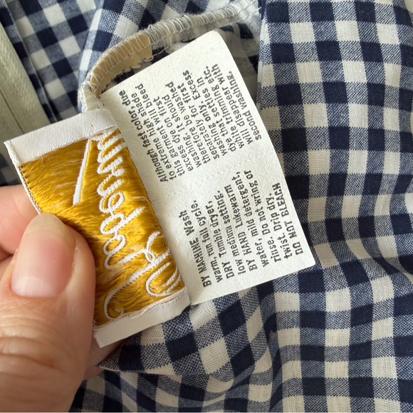 Vintage navy Gingham Maxi Dress Cottagecore French Countryside Prarie ruffle tie - Picture 7 of 7